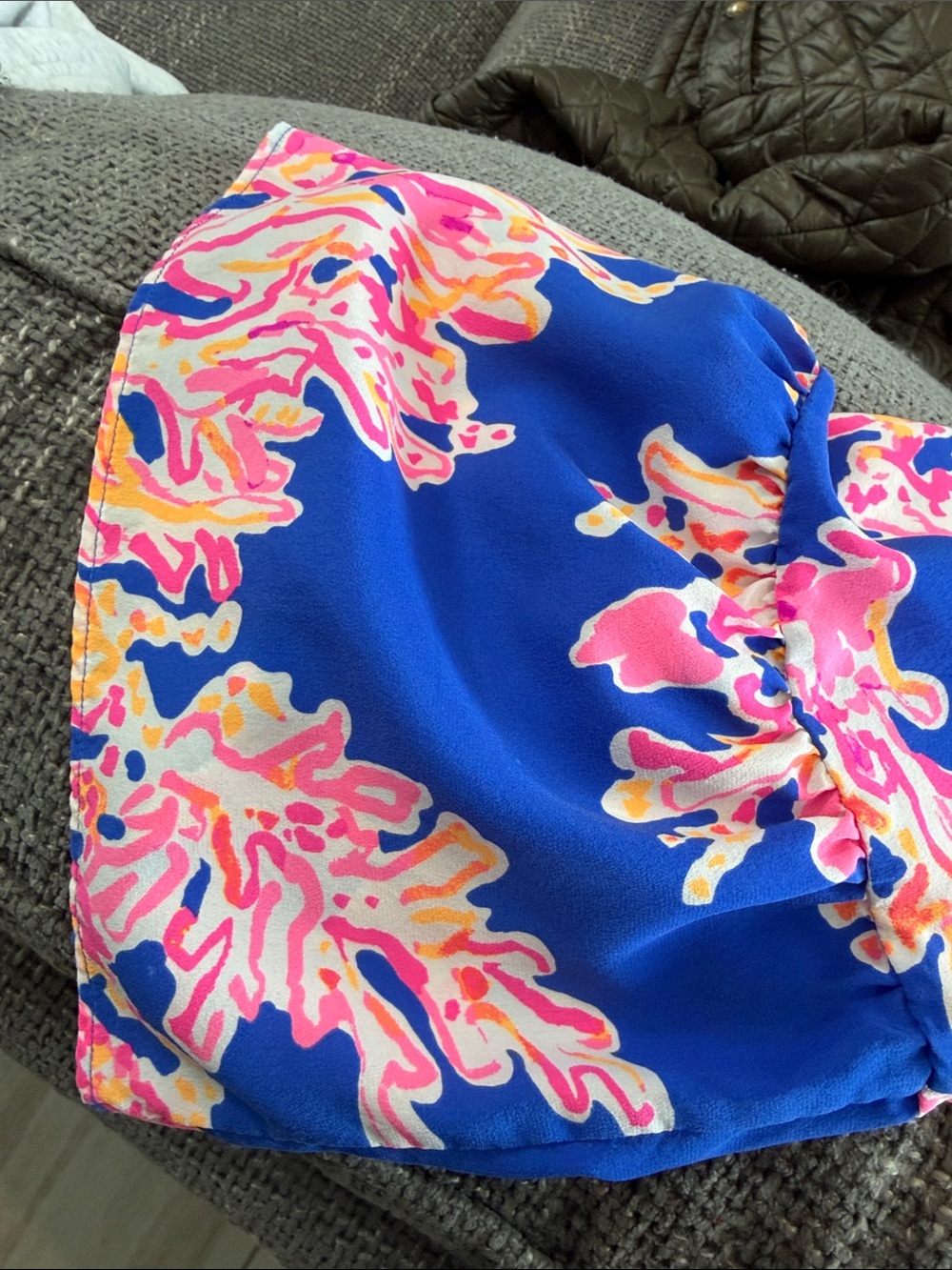 Lily Pulitzer 100% Silk Blue Floral Off-Shoulder Women’s Dress Sz S Bell Sleeve - Picture 6 of 12
